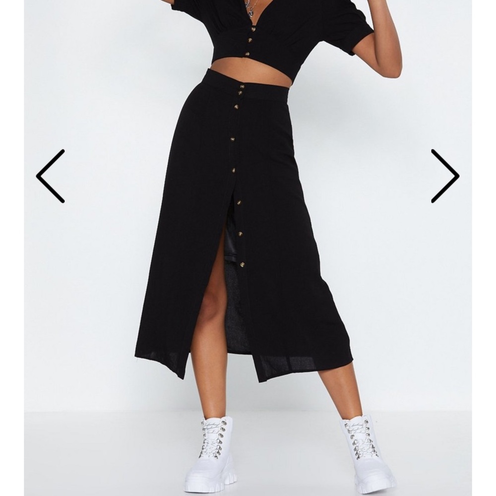 Nasty Gal Black Slit Midi Dress